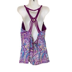 Playa Womens Tankini Swim Top 3X Paisley Halter Babydoll‎ Macrame Beachy Coastal